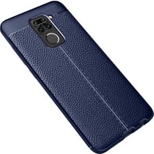 Case 4U Xiaomi Redmi Note 9 Kılıf Rugan Armor Deri Görünümlü Yüksek Kalite Silikon Niss Lacivert