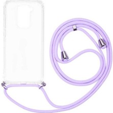 Case 4U Xiaomi Redmi Note 9 Kılıf Boyuna Askılı İpli Silikon Arka Kapak X-Rop Mor