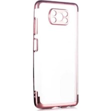 Case 4U Xiaomi Poco X3 / Poco X3 Pro Kılıf 4 Köşeli Renkli Lazer Silikon Arka Kapak Glitter Rose Gold