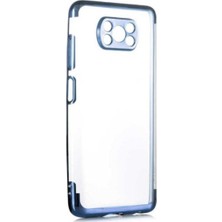 Case 4U Xiaomi Poco X3 / Poco X3 Pro Kılıf 4 Köşeli Renkli Lazer Silikon Arka Kapak Glitter Mavi