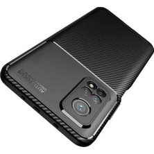 Case 4U Xiaomi Mi 10T Pro Kılıf Rugged Armor Karbon Desenli Lüx Negro Silikon Arka Kapak Lacivert