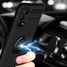 Case 4U Oppo Realme 7 Pro Kılıf Autofocus Shockprof Ravel Yüzüklü Standlı Slikon Kapak Lacivert