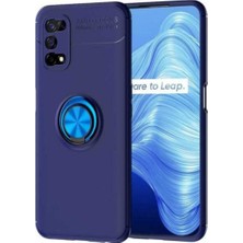 Case 4U Oppo Realme 7 Pro Kılıf Autofocus Shockprof Ravel Yüzüklü Standlı Slikon Kapak Lacivert