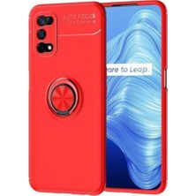 Case 4U Oppo Realme 7 Pro Kılıf Autofocus Shockprof Ravel Yüzüklü Standlı Slikon Kapak Kırmızı