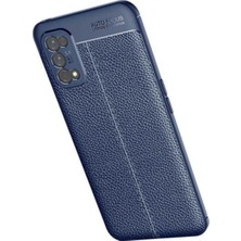 Case 4U Oppo Realme 7 Pro Kılıf Rugan Armor Deri Görünümlü Yüksek Kalite Silikon Niss Lacivert