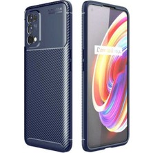 Case 4U Oppo Realme 7 Pro Kılıf Rugged Armor Karbon Desenli Lüx Negro Silikon Arka Kapak Lacivert