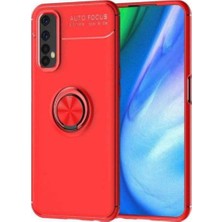 Case 4U Oppo Realme 7 Kılıf Autofocus Shockprof Ravel Yüzüklü Standlı Slikon Kapak Kırmızı