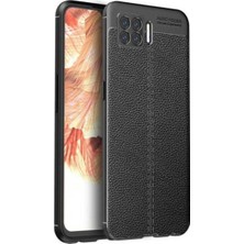 Case 4U Oppo A73 Kılıf Rugan Armor Deri Görünümlü Yüksek Kalite Silikon Niss Siyah