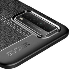 Case 4U Huawei P Smart 2021 Kılıf Rugan Armor Deri Görünümlü Yüksek Kalite Silikon Niss Lacivert