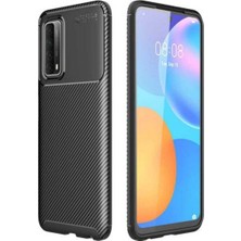 Case 4U Huawei P Smart 2021 Kılıf Rugged Armor Karbon Desenli Lüx Negro Silikon Arka Kapak Siyah