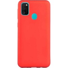 Case 4U Samsung Galaxy M21 Kılıf Klasik Mat Renkli Yumuşak Premier Silikon Kırmızı