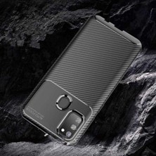 Case 4U M21 Uyumlu Kılıf Rugged Armor Karbon Desenli Lüx Negro Silikon Arka Kapak Kahverengi