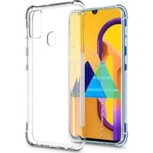 Case 4U Samsung Galaxy M21 Uyumlu Kılıf Köşe Korumalı Darbe Emici Anti Shock Arka Kapak Şeffaf