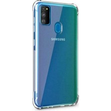 Case 4U Samsung Galaxy M21 Uyumlu Kılıf Köşe Korumalı Darbe Emici Anti Shock Arka Kapak Şeffaf