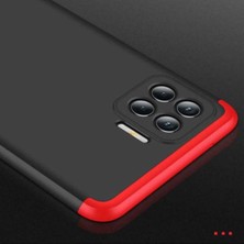 Case 4U Oppo Reno 4 Lite Kılıf 3 Parçalı Tam Koruma Sert Mika Ays Kapak Siyah Mavi