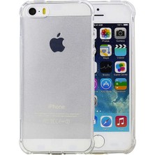 Fibaks Apple iPhone 5/5s/5se/5g Kılıf Antishock Köşe Korumalı Darbe Emici Şeffar Sert Silikon Şeffaf