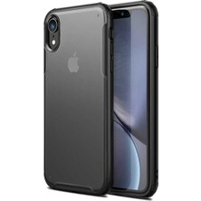 Apple iPhone Xr Kılıf Armor Serisi Transparan Arka Yüzey Renkli Köşe Korumalı Volks Tank Zırh Silikon Siyah