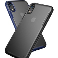 Apple iPhone Xr Kılıf Armor Serisi Transparan Arka Yüzey Renkli Köşe Korumalı Volks Tank Zırh Silikon Siyah