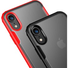 Apple iPhone Xr Kılıf Armor Serisi Transparan Arka Yüzey Renkli Köşe Korumalı Volks Tank Zırh Silikon Siyah