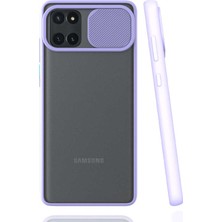 noktaks - Samsung Galaxy A81 (Note 10 Lite) - Kılıf Slayt Sürgülü Arkası Buzlu Lensi Kapak - Lila - T15441