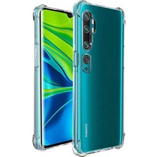 Fibaks Xiaomi Mi Note 10 Kılıf AntiShock Köşe Korumalı Darbe Emici Crystal Berrak Şeffaf Sert Silikon