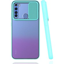 noktaks - Xiaomi Redmi Note 8 - Kılıf Slayt Sürgülü Arkası Buzlu Lensi Kapak - Turkuaz - T15445