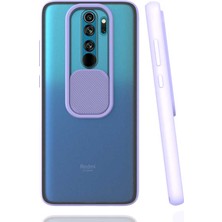 noktaks - Xiaomi Redmi Note 8 Pro - Kılıf Slayt Sürgülü Arkası Buzlu Lensi Kapak - Lila