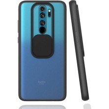 noktaks - Xiaomi Redmi Note 8 Pro - Kılıf Slayt Sürgülü Arkası Buzlu Lensi Kapak - Siyah