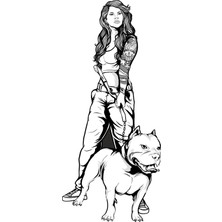 Köpek Gezdiren Kız Sticker 00461