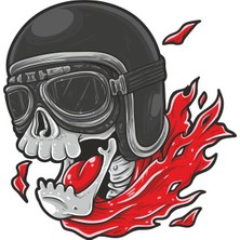 Kasklı Pilot Kurukafa Kuru Kafa Sticker 00554