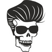 Sticker Fabrikası Elvis Saçlı Kurukafa Kuru Kafa Sticker 00553