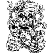 Sticker Fabrikası Silahlı Kurukafa Kuru Kafa Kurukafa 00483