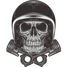 Sticker Fabrikası Kasklı Kurukafa Kuru Kafa Kurukafa Sticker 00487