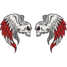 Sticker Fabrikası Kanatlı Kurukafa Kuru Kafa Sticker 00529