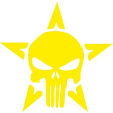Sticker Fabrikası Yıldız Punisher Kurukafa Kuru Kafa Sticker 00535