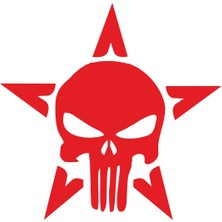 Sticker Fabrikası Yıldız Punisher Kurukafa Kuru Kafa Sticker 00535