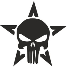 Sticker Fabrikası Yıldız Punisher Kurukafa Kuru Kafa Sticker 00535
