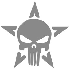 Sticker Fabrikası Yıldız Punisher Kurukafa Kuru Kafa Sticker 00535