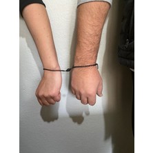 M&B Siyah Mıknatıslı Zincir Çift Sevgili Bilekliği