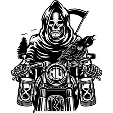 Sticker Fabrikası Motorcu Kurukafa Kuru Kafa Kurukafa Azrail Sticker 00477