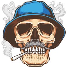 Bıyıklı Kurukafa Kuru Kafa Sticker 00541