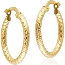 Sembol Gold 14 Ayar Altın Halka Küpe 2,0 cm Kalemli