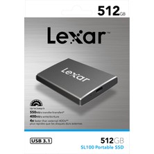 Lexar SL100 512GB 550-400MB/s USB 3.1 Type-C Taşınabilir SSD LSL100-512RB