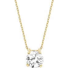 Altın Sepeti  Gümüş Altın Kaplamalı Tektaş Kolye G849KLR3