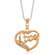 Altın Sepeti  Pırlantalı Love Gümüş Kalp Kolye MF022686