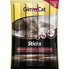 Gimcat Sticks Hindili ve Tavşanlı Tahılsız Kedi Ödül Çubukları 4'lü 20 gr
