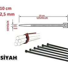 Pemsan Plastik Cırt Kelepçe ( Kablo Bağı ) Siyah 10 cm x 2,5 mm