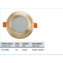 Ycl YC-605 Smd LED Spot Gold Kasa 5W Beyaz Işık