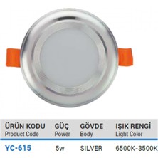 Ycl YC-615 Smd LED Spot Silver Kasa 5W Gün Işığı
