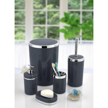 Imera Akrilik Yuvarlak 5 Parça Banyo Seti Gümüş Detaylı